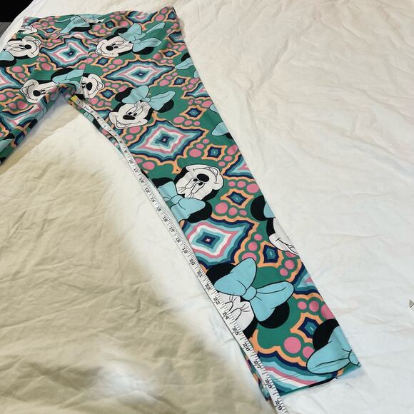 Lularoe Curvy pink and teal Minnie Mouse Leggings Tall and Curvy TC - Picture 7 of 10